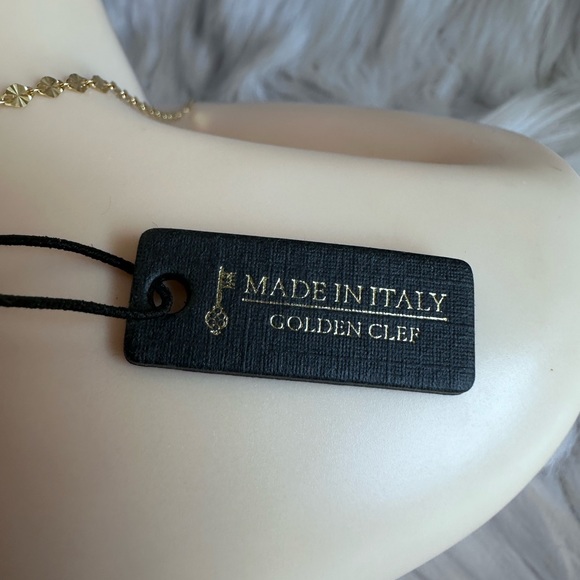 14K Gold Stamped Necklace/ Golden Clef/ Made in Italy - Picture 11 of 15